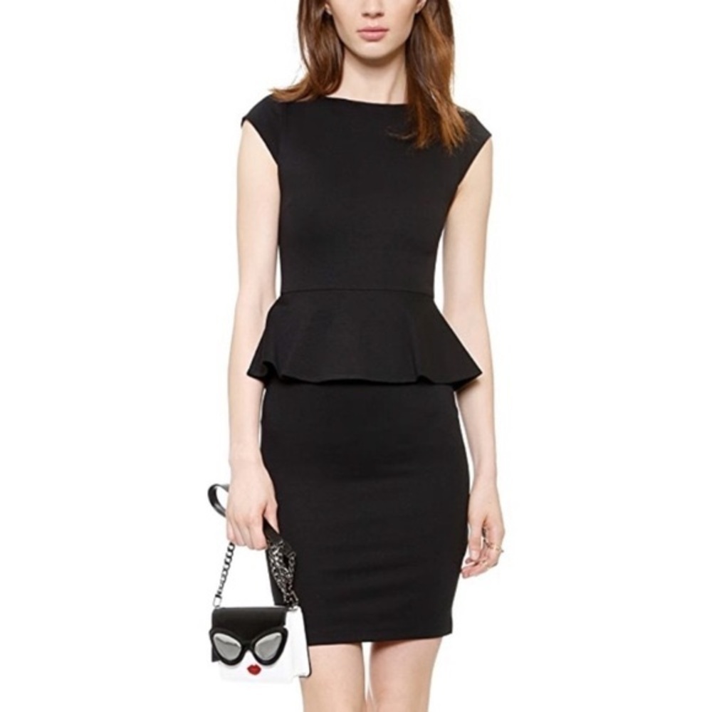 Alice + Olivia Employed Black Peplum Dress Sz 2
